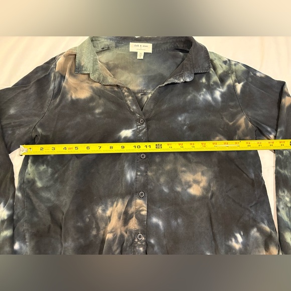 Cloth & Stone Anthropologie Tie-Dye Button Down Shirt in Black/Green/Brown - XL - Picture 6 of 16